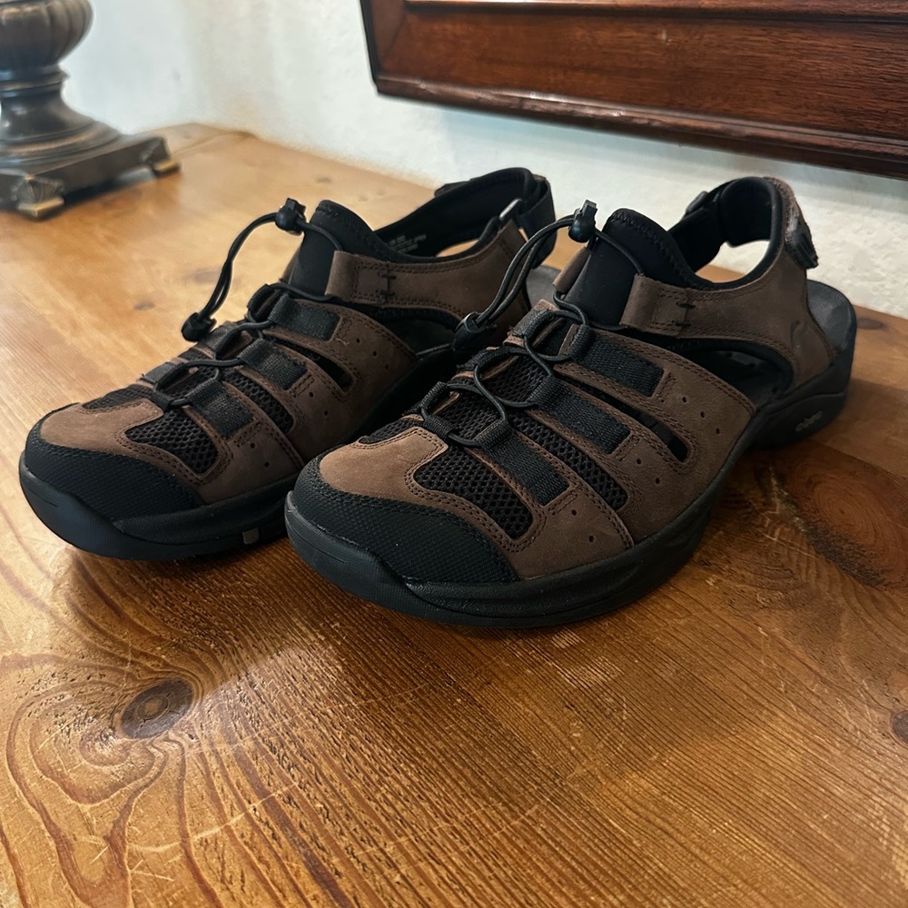 Abeo Men's Brown and Black Outdoor Sport Sandals Size 10